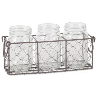 Dii Rustic Bronze Chicken Wire Flatware Caddy & Jars