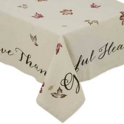 Dii Rustic Leaves Print Tablecloth 60x84 In Brown