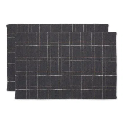 Dii Rustic Plaid Area Rug 2 Piece Set In Mineral Gray