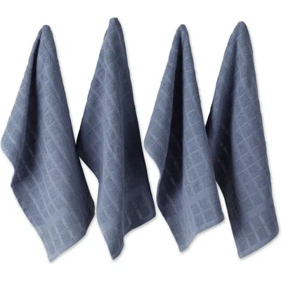 Dii Solid Windowpane Terry Dishtowel Set/4 In Stonewash Blue