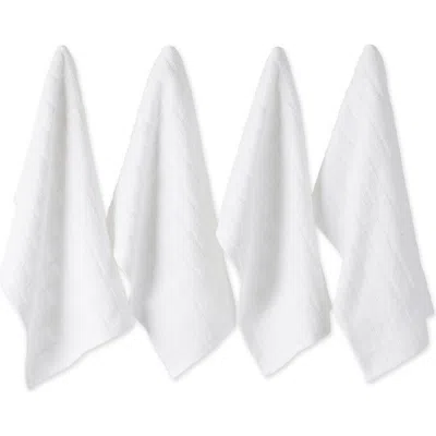 Dii Solid Windowpane Terry Dishtowel Set/4 In White
