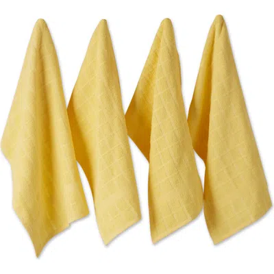 Dii Solid Windowpane Terry Dishtowel Set/4 In Yellow