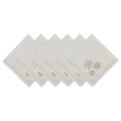 Dii Sparkle Snowflakes Embroidered Napkin Set/6