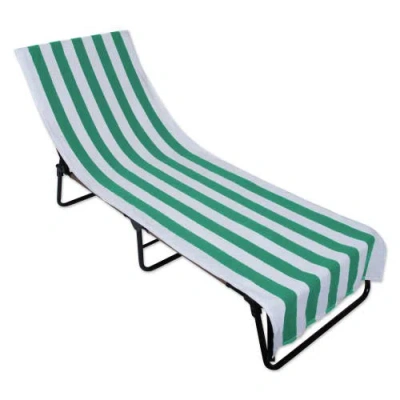 Dii Stripe Lounge Chair Beach Towel In Emerald Green