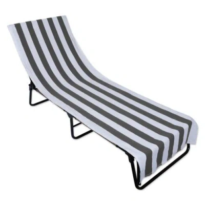 Dii Stripe Lounge Chair Beach Towel In Gray