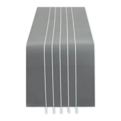 Dii Stripe Tassel 14x108" Table Runner In Gray