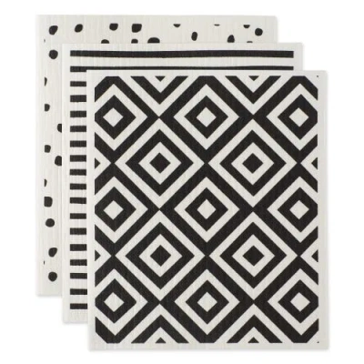 Dii Swedish Dishcloth Set/3, Reusable & Absorbent In Black