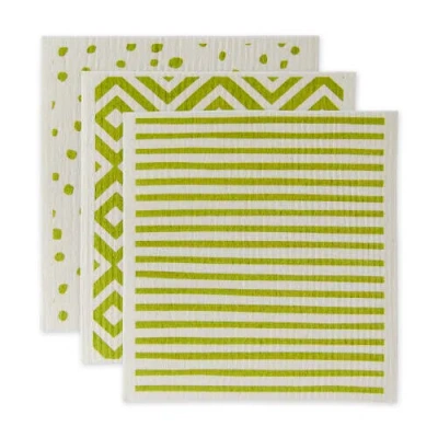 Dii Swedish Dishcloth Set/3, Reusable & Absorbent In Green