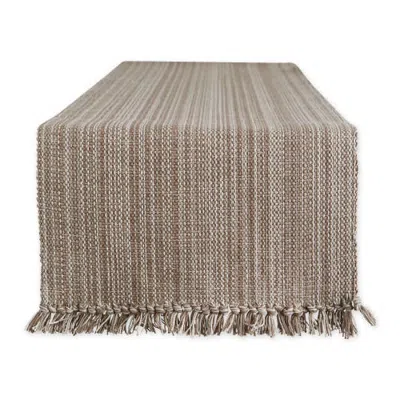 Dii Variegated Fringe Table Runner In Mushroom