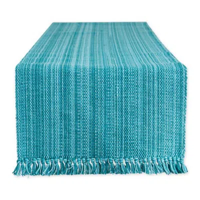 Dii Variegated Fringe Table Runner In Teal