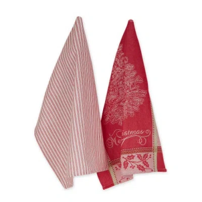 Dii Vintage Merry Xmas Assorted Dishtowel Set/2 In Vintage Xmas