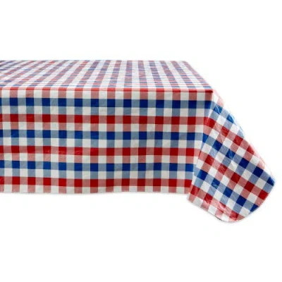 Dii Vinyl Check Tablecloth, Red White & Blue, 60x84"