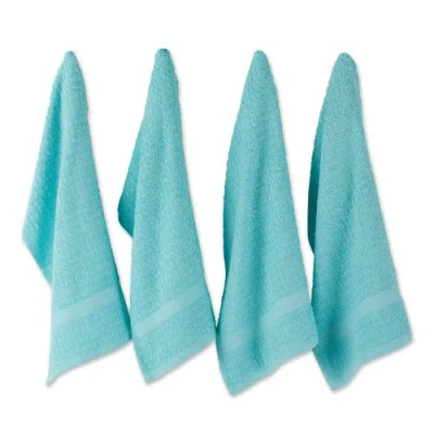 Dii Waffle Terry Dishtowel Set/4 In Aqua