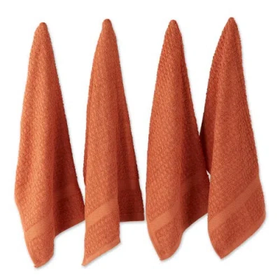 Dii Waffle Terry Dishtowel Set/4 In Spice