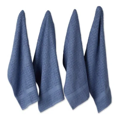 Dii Waffle Terry Dishtowel Set/4 In Stonewash Blue