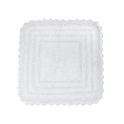 Dii White Square Crochet Bath Mat, 24x24"