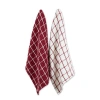 Dii Windowpane Oversized Washed Waffle Dishtowel Set/2 In Barn Red