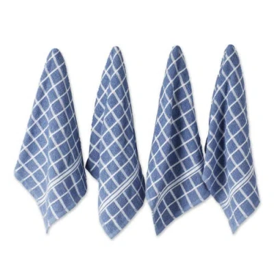 Dii Windowpane Terry Dishtowel Set/4 In Stonewash Blue