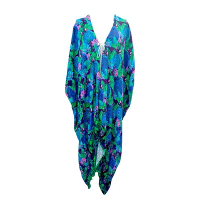 Dijo Clothing Women's Blue Tropical Anahata Kimono
