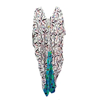 Dijo Clothing Women's White Black Feather Kimono