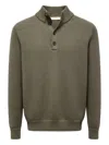 Diktat Buttoned Collared Sweater In Green