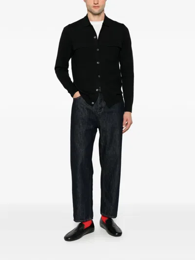 Diktat Button-up Chest-pocket Cardigan In Black