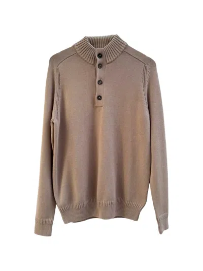 Diktat Button-up Funnel-neck Sweater In Brown