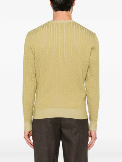 Diktat Cable-knit Crew-neck Sweater In Green