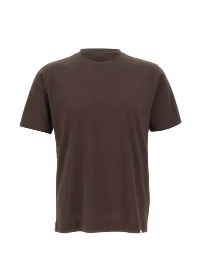 Diktat Crew-neck Short-sleeve T-shirt In Brown