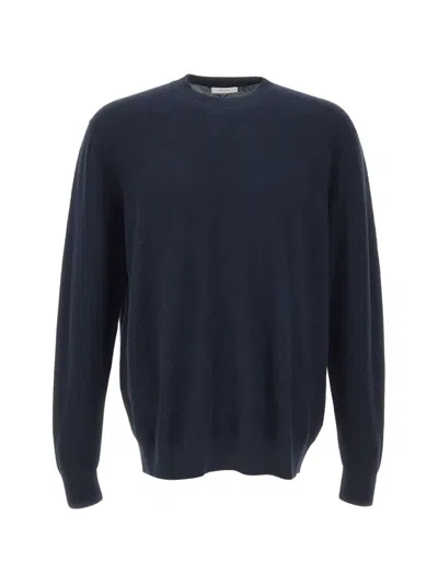Diktat Diamond-knit Crew-neck Sweater In Blue