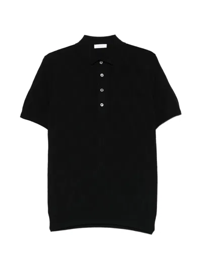 Diktat Diamond-knit Polo Shirt In Black
