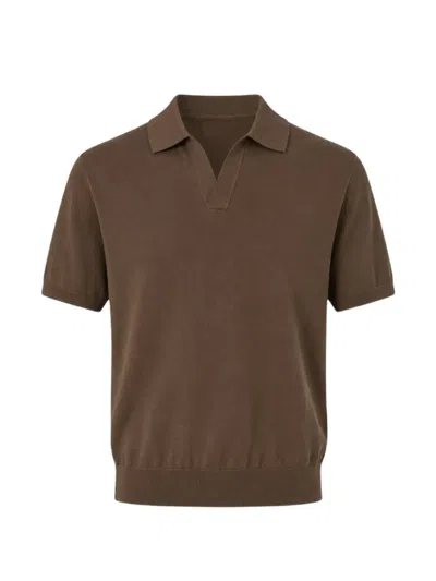 Diktat Fine-knit Short-sleeve T-shirt In Brown