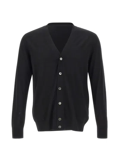 Diktat Fine-knit V-neck Wool Cardigan In Black