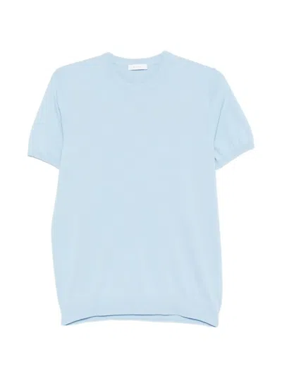 Diktat Knitted Crew-neck T-shirt In Blue