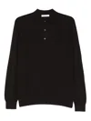 Diktat Long-sleeve Wool Polo Shirt In Black