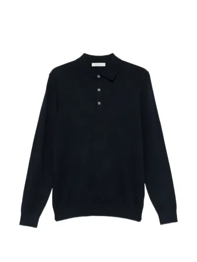 Diktat Long-sleeve Polo Shirt In Blue