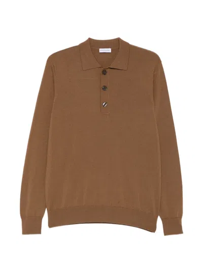 Diktat Long-sleeve Polo Shirt In Brown