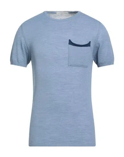 Diktat Man Sweater Slate Blue Size L Polyester, Linen, Polyamide