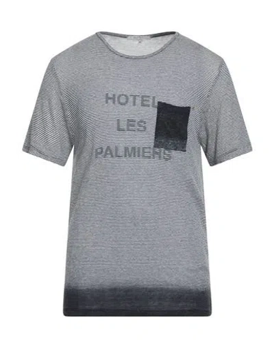 Diktat Man T-shirt Blue Size L Linen, Viscose In Gray