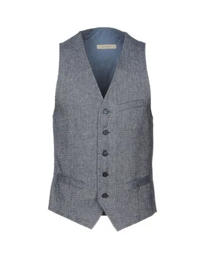 Diktat Man Tailored Vest Midnight Blue Size L Linen, Cotton, Polyester In Gray