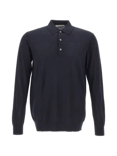Diktat Merino Wool Polo Shirt In Blue
