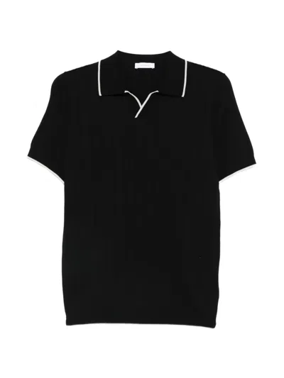 Diktat Ribbed Contrast-tipped T-shirt In Black