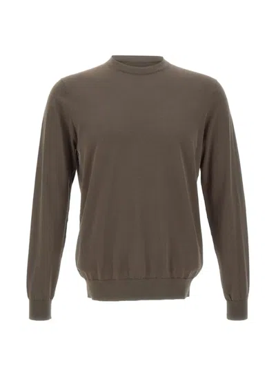 Diktat Ribbed Crew Neck Sweater In Brown
