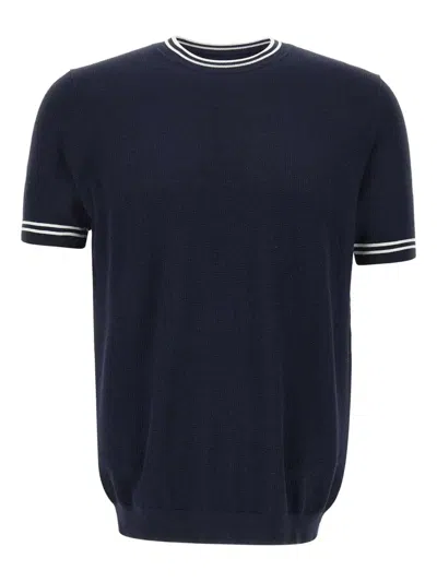 Diktat Ribbed-trim Short-sleeve T-shirt In Blue