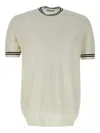 Diktat Ribbed-trimmed Short-sleeved T-shirt In Neutral