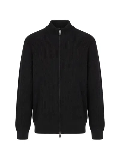 Diktat Ribbed Zip-up Cardigan In Black