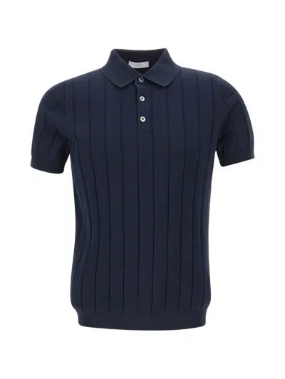 Diktat Ribbed-knit Polo Shirt In Blue