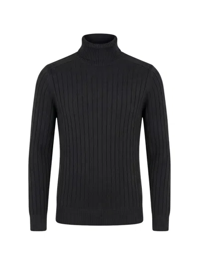 Diktat Ribbed-knit Roll-neck Sweater In Black
