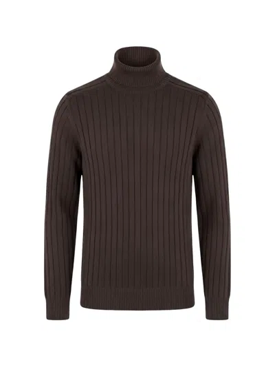Diktat Ribbed-knit Roll-neck Sweater In Brown