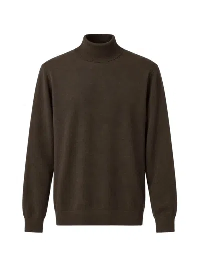 Diktat Roll-neck Wool Sweater In Brown